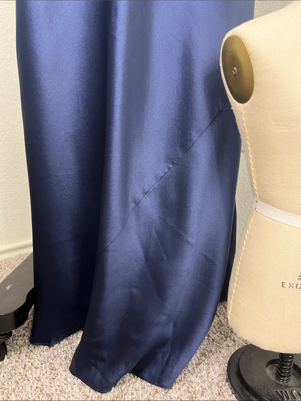 Reformation Navy Blue Satin Backless Gown - Picture 9 of 15